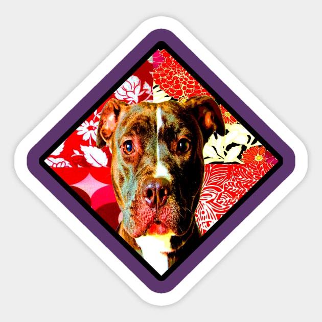 Regal Red Floral PitBull Sticker by artbyomega